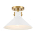 Meridian - M60078WHNB - One Light Semi-Flush Mount - White and Natural Brass