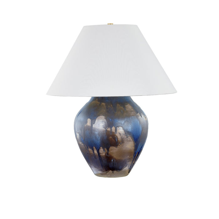 Hudson Valley - L8126-AGB/CLB - One Light Table Lamp - Pleasantville - Aged Brass/Ceramic Silt Blue