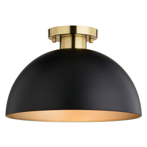 Vaxcel - C0306 - One Light Semi-Flush Mount - Devon - Matte Black and Satin Brass