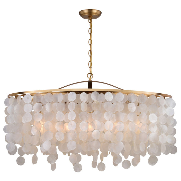 Vaxcel - H0282 - Five Light Linear Chandelier - Elsa - Natural Brass