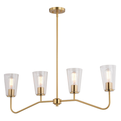 Vaxcel - H0287 - Four Light Linear Chandelier - Beverly - Muted Brass