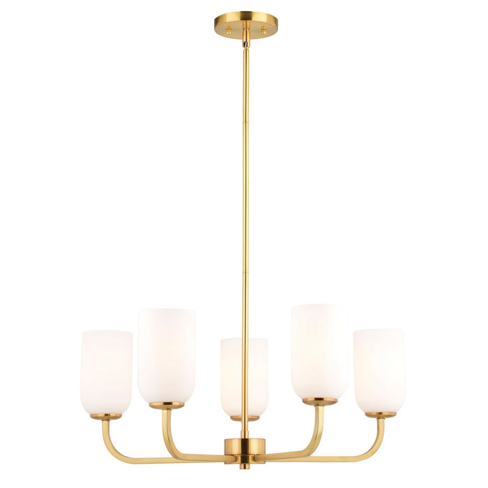 Vaxcel - H0305 - Five Light Chandelier - Shelby - Natural Brass