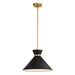 Vaxcel - P0398 - One Light Pendant - Racine - Matte Black and Natural Brass