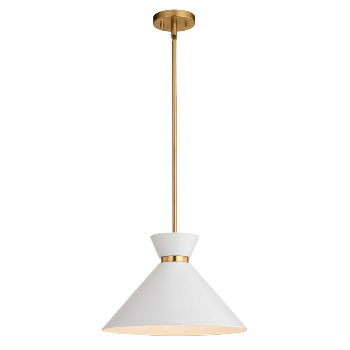 Vaxcel - P0399 - One Light Pendant - Racine - Matte White and Natural Brass