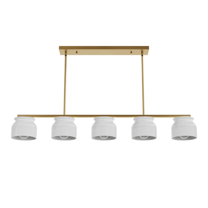 Hunter - 13180 - Five Light Linear Pendant - Harlowe - Luxe Gold