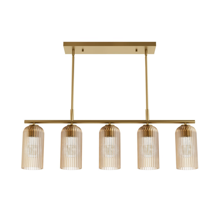 Hunter - 13233 - Five Light Linear Pendant - Beverly Glen - Luxe Gold