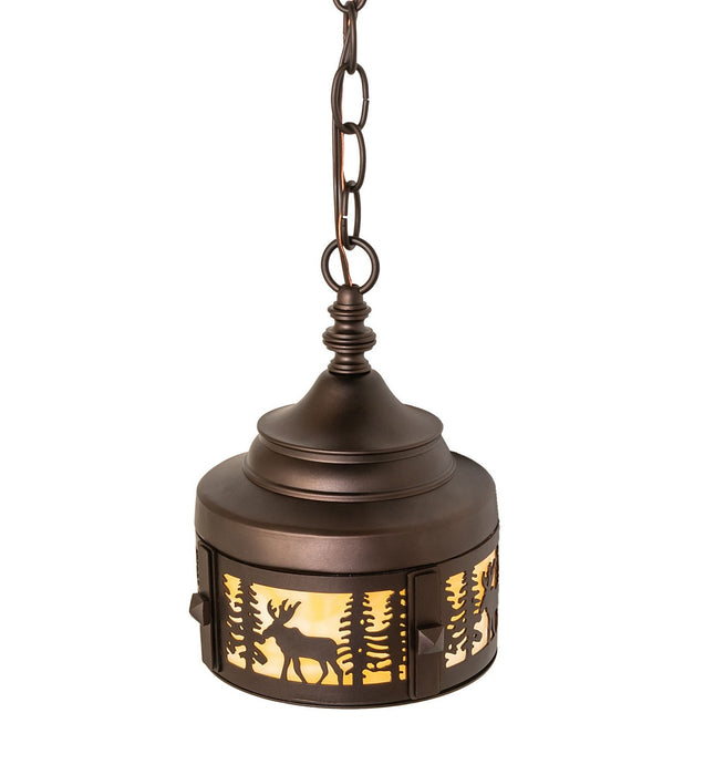 Meyda Tiffany - 276061 - One Light Mini Pendant - Moose At Dusk - Mahogany Bronze