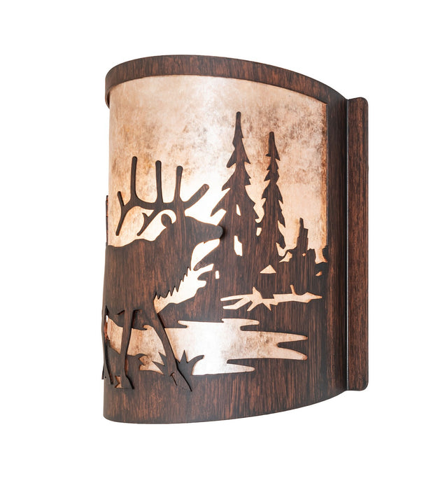 Meyda Tiffany - 277543 - One Light Wall Sconce - Elk At Lake - Driftwood Brown