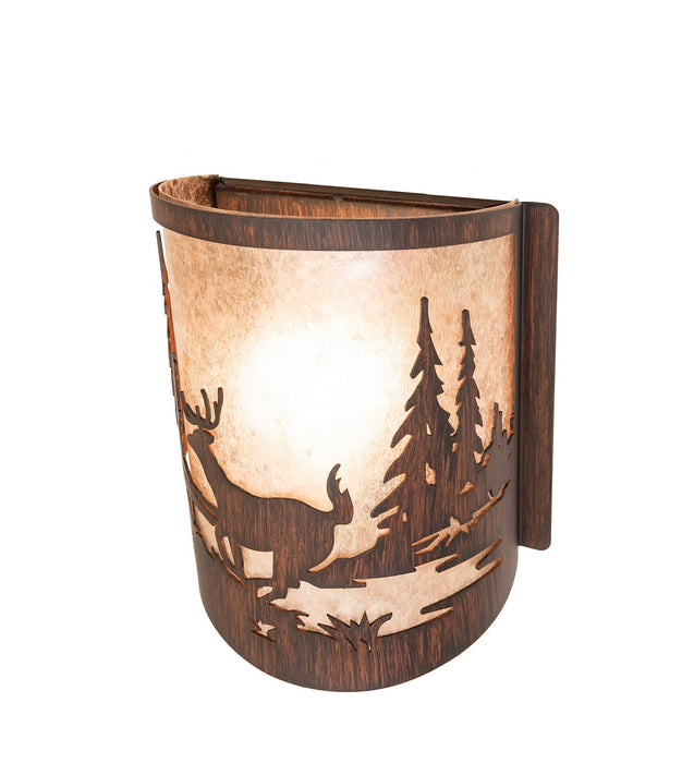 Meyda Tiffany - 277544 - One Light Wall Sconce - Deer At Lake - Driftwood Brown