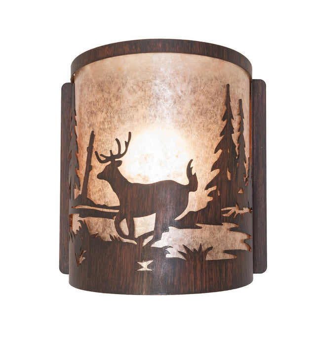 Meyda Tiffany - 277544 - One Light Wall Sconce - Deer At Lake - Driftwood Brown