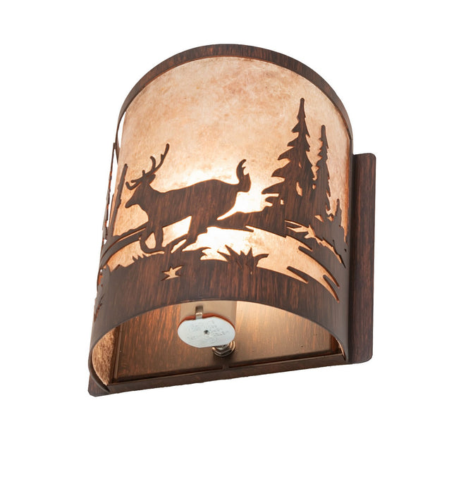 Meyda Tiffany - 277544 - One Light Wall Sconce - Deer At Lake - Driftwood Brown
