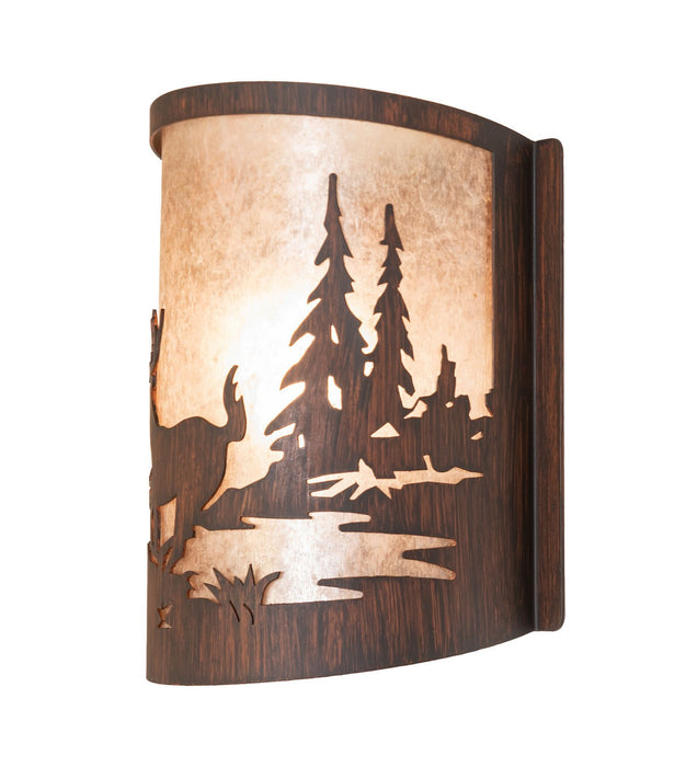 Meyda Tiffany - 277544 - One Light Wall Sconce - Deer At Lake - Driftwood Brown