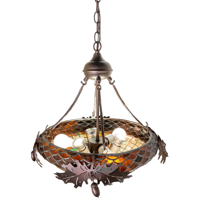 Meyda Tiffany - 275335 - Three Light Pendant - Greenbriar Oak