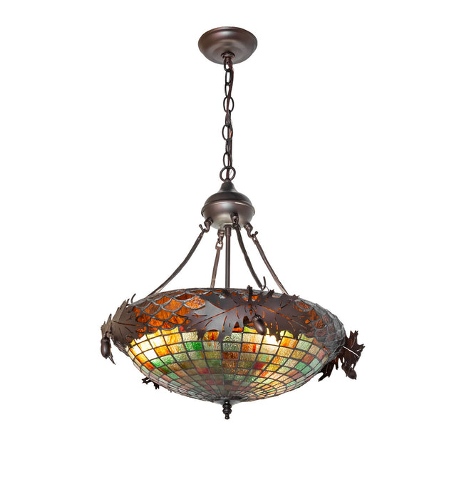 Meyda Tiffany - 275335 - Three Light Pendant - Greenbriar Oak