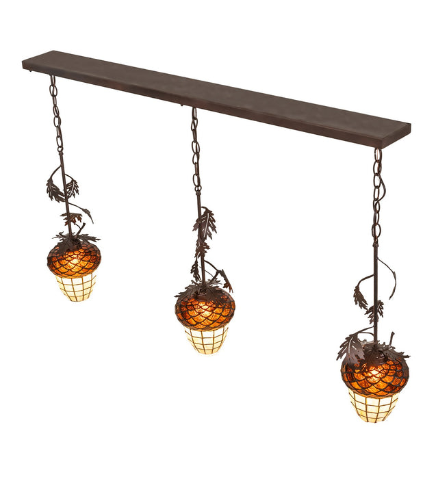 Meyda Tiffany - 279698 - Three Light Island Pendant - Oak Leaf & Acorn