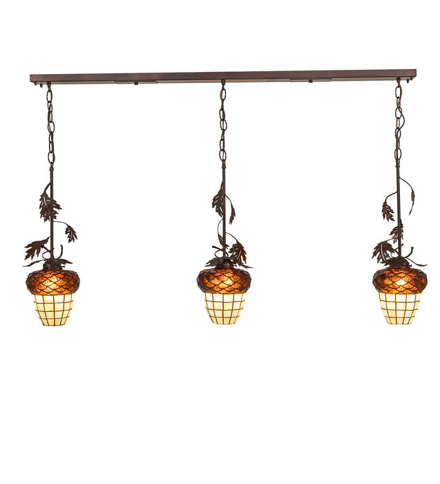Meyda Tiffany - 279698 - Three Light Island Pendant - Oak Leaf & Acorn