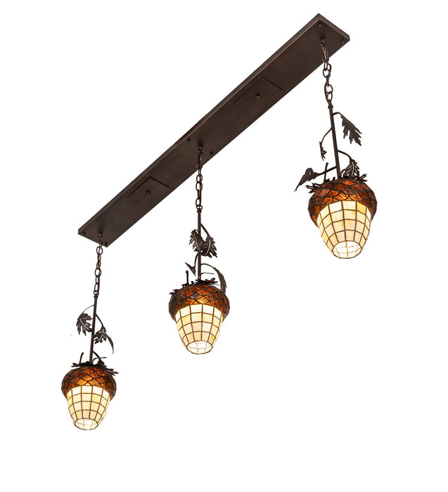 Meyda Tiffany - 279698 - Three Light Island Pendant - Oak Leaf & Acorn