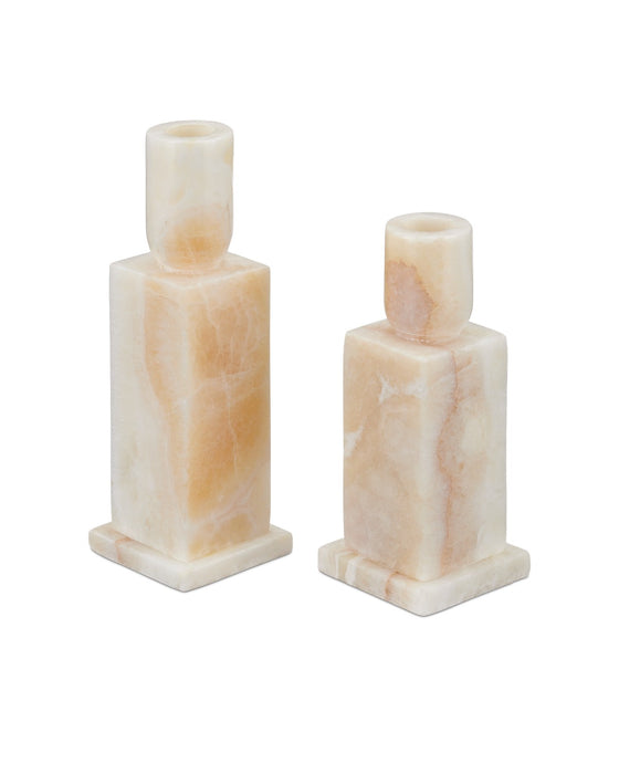 Currey and Company - 1200-0951 - Candle Holder Set of 2 - Lithos - Natural