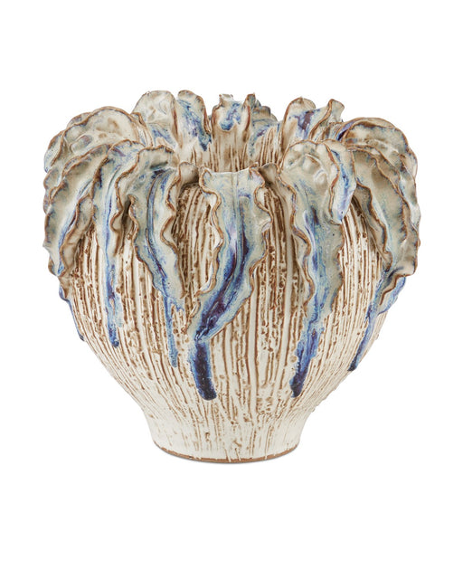 Currey and Company - 1200-0963 - Vase - Tropical Crown - Ivory / Reactive Blue