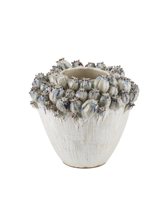 Currey and Company - 1200-0966 - Vase - Poppy Pod Crown - Ivory / Reactive Blue & Purple