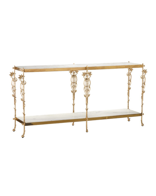 Currey and Company - 4000-0205 - Console Table - Fiore - Polished Brass / Natural