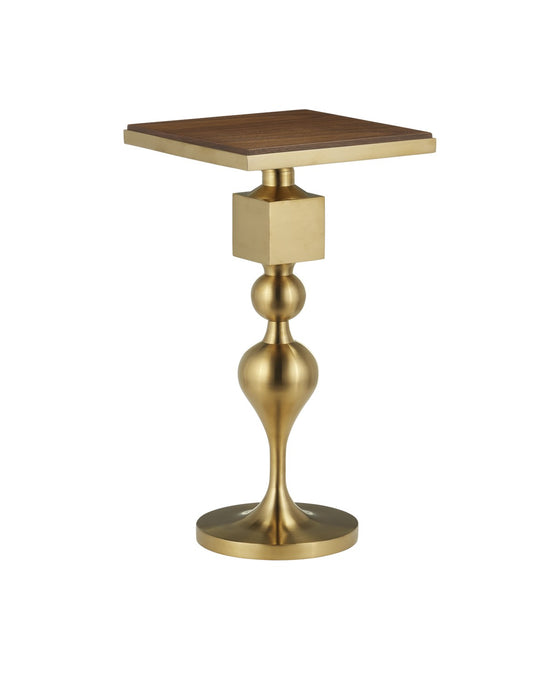 Currey and Company - 4000-0213 - Accent Table - Maeve - Brushed Brass / Walnut