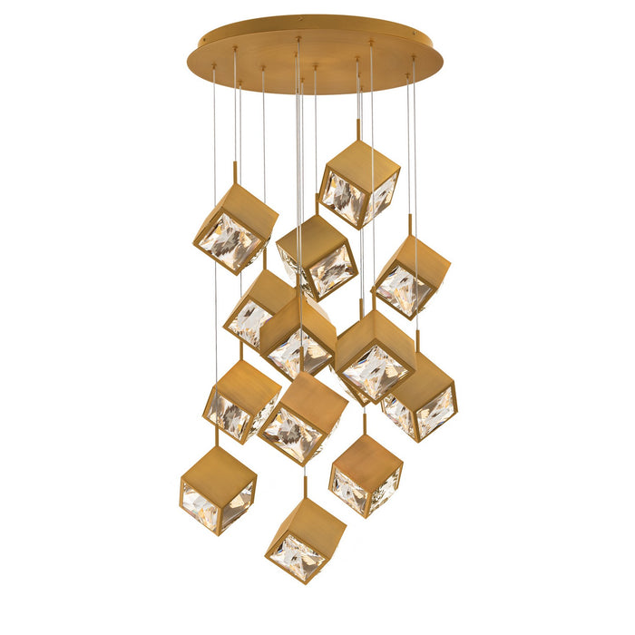 W.A.C. Lighting - PD-29315R-AB - LED Chandelier - Ice Cube - Aged Brass