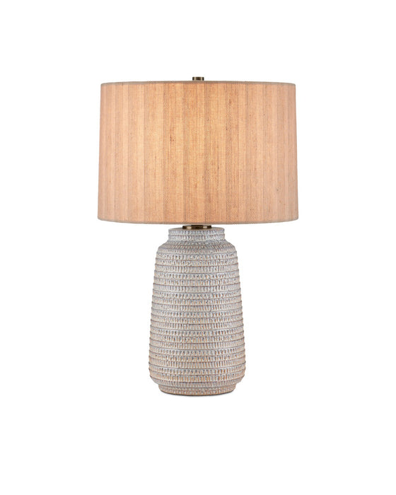 Currey and Company - 6000-0978 - One Light Table Lamp - Owen - Off-White / Light Brown / Antique Brass