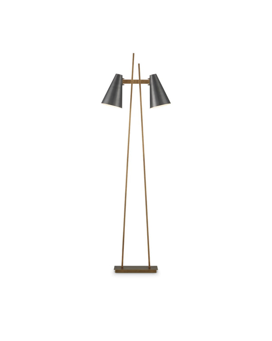 Currey and Company - 8000-0163 - LED Floor Lamp - Duet - Oil Rubbed Bronze / Antique Brass