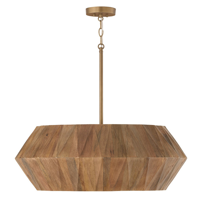 Capital Lighting - 351061LW - Six Light Pendant - Nadeau - Light Wood and Patinaed Brass