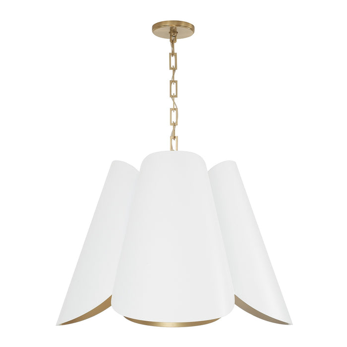 Capital Lighting - 355441RE - Four Light Pendant - Maeve - Matte Brass and White