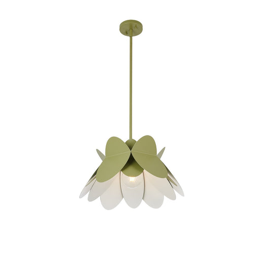 Kalco - 517055WG - One Light Pendant - Flor - White and Green