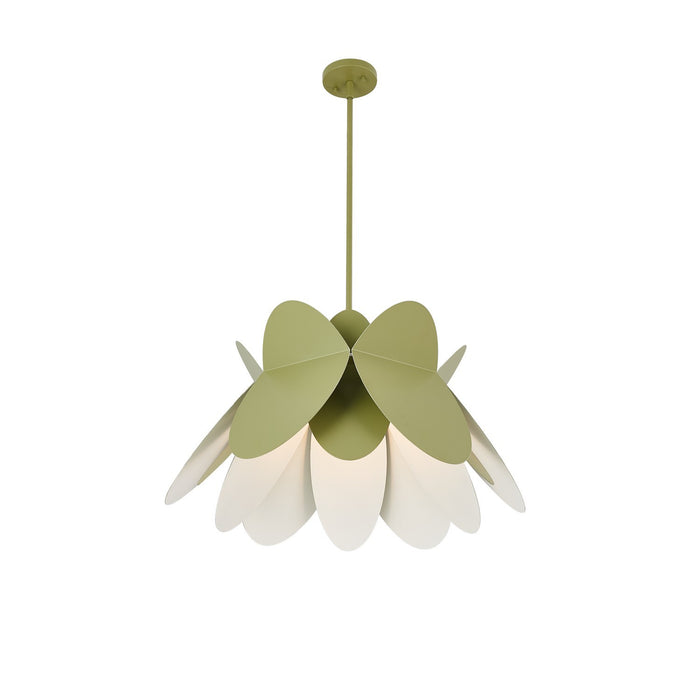 Kalco - 517056WG - One Light Pendant - Flor - White and Green