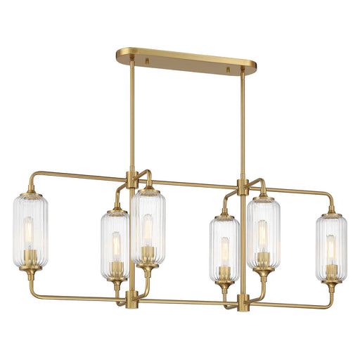 Holton Six Light Linear Chandelier Warm Brass