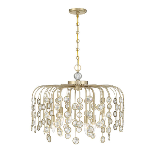 Irina Six Light Chandelier Noble Brass