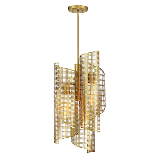 Hillbourne Three Light Pendant Warm Brass