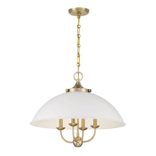 Monterey Four Light Pendant White and Warm Brass