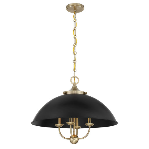 Monterey Four Light Pendant Matte Black and Warm Brass