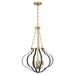Savoy House - 7-4866-4-143 - Four Light Pendant - Mercer - Matte Black and Warm Brass