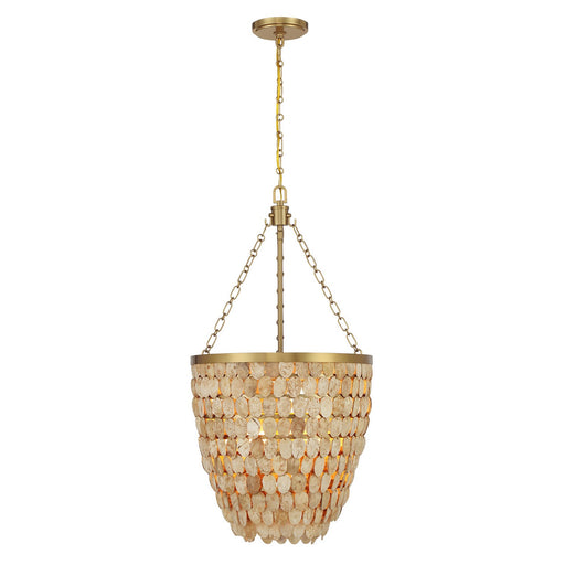 Catalan Four Light Pendant Warm Brass