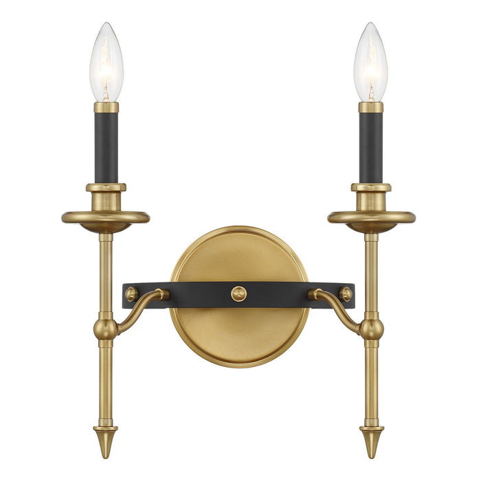 Savoy House - 9-9510-2-143 - Two Light Wall Sconce - Consulate - Matte Black and Warm Brass