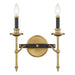Savoy House - 9-9510-2-143 - Two Light Wall Sconce - Consulate - Matte Black and Warm Brass