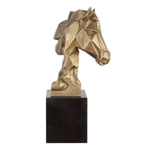 Chiseled Horse Bust Sculpture Antiqued Gold