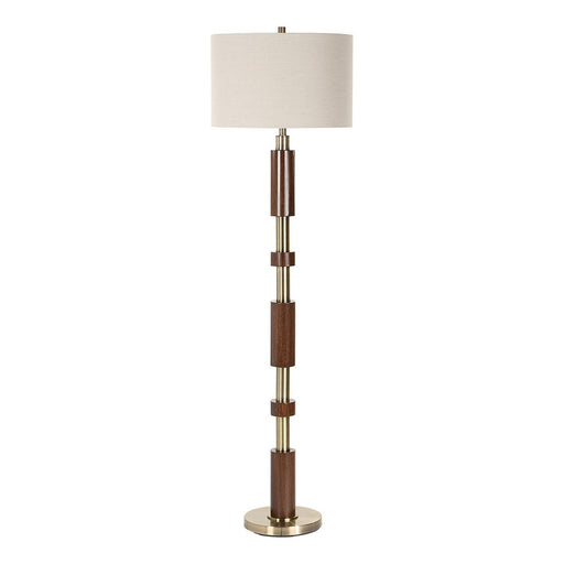 Stacked One Light Floor Lamp Brass