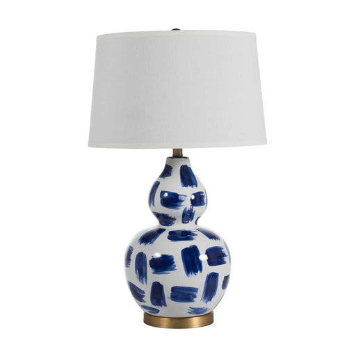 Luca One Light Table Lamp Blue & White Painted Ceramic/Antique Brass