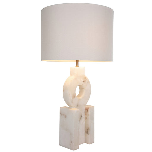 Kelsey Two Light Table Lamp Feather White Linen/Brushed Copper/Alabaster
