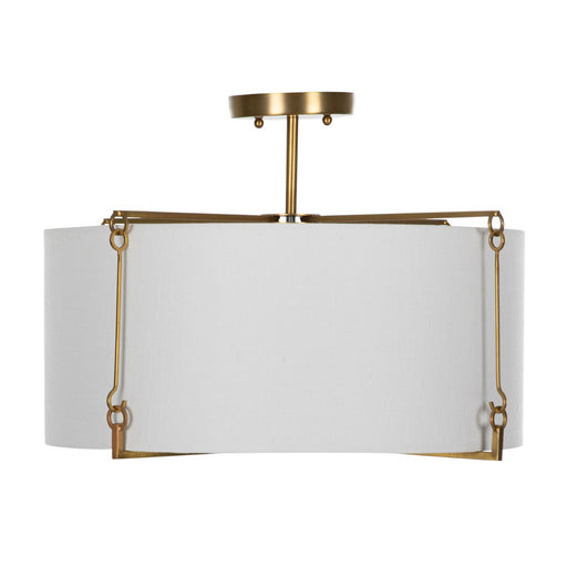 Gabby - SCH-170560 - Two Light Semi-Flush Mount - Theresa - Brass/Feather White Linen/White Acrylic