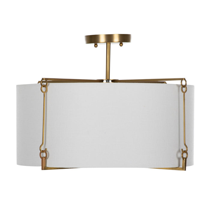 Gabby - SCH-170560 - Two Light Semi-Flush Mount - Theresa - Brass/Feather White Linen/White Acrylic