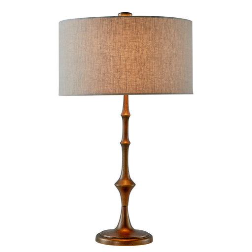 Saxtus Two Light Table Lamp White Linen|Textured Cast Bronze