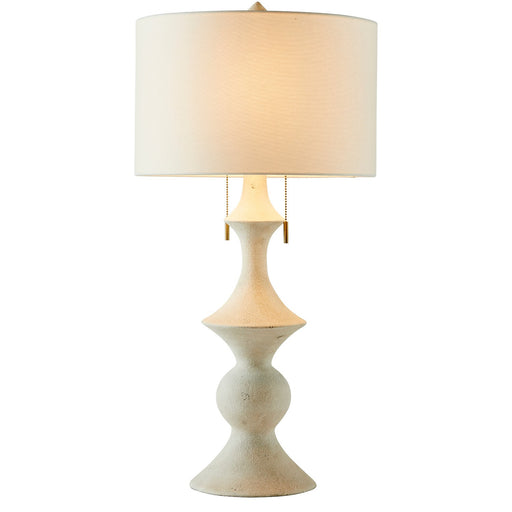 Radnor Two Light Table Lamp Plaster White/White Linen/Antique Brass